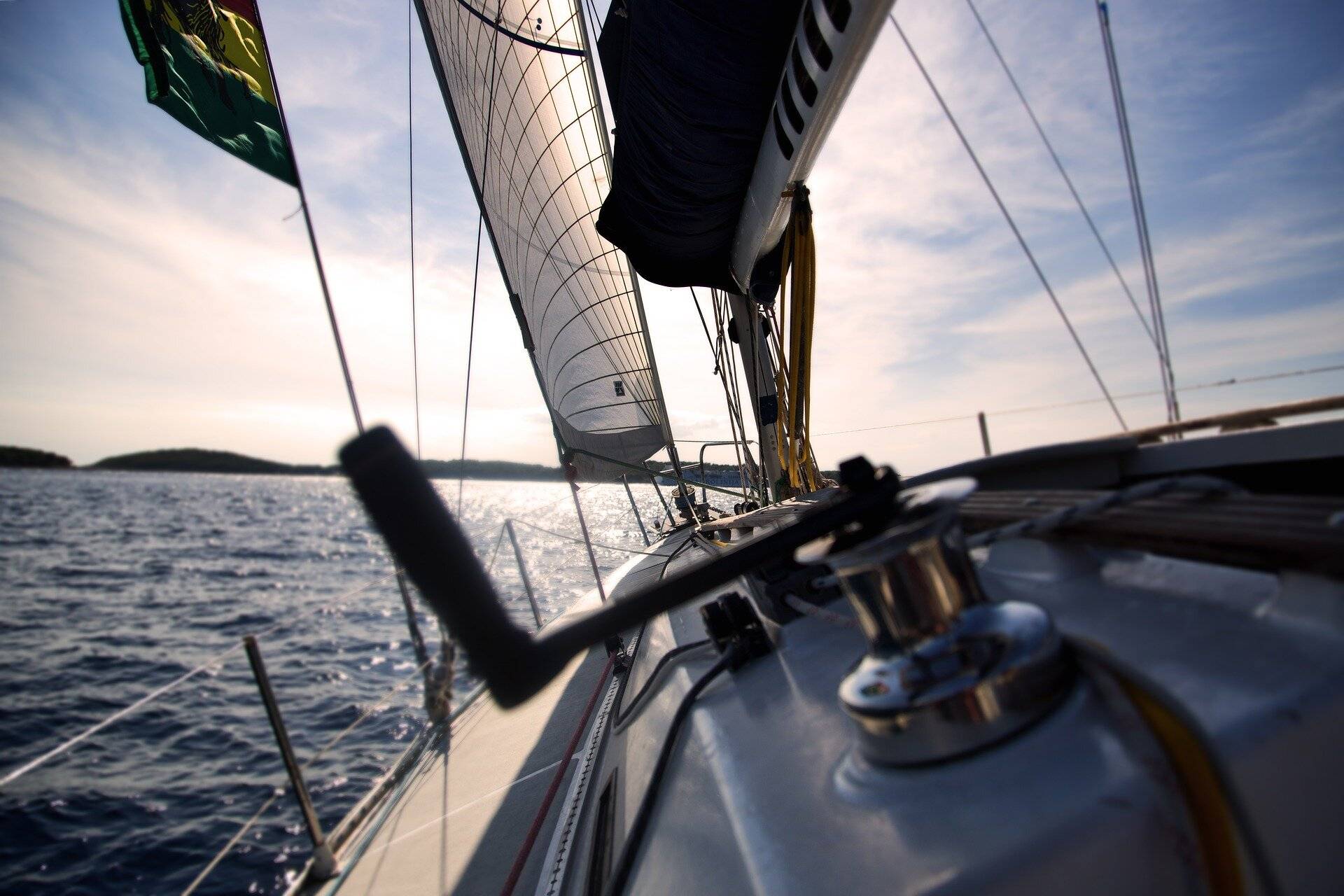 Sailing yacht during delivery